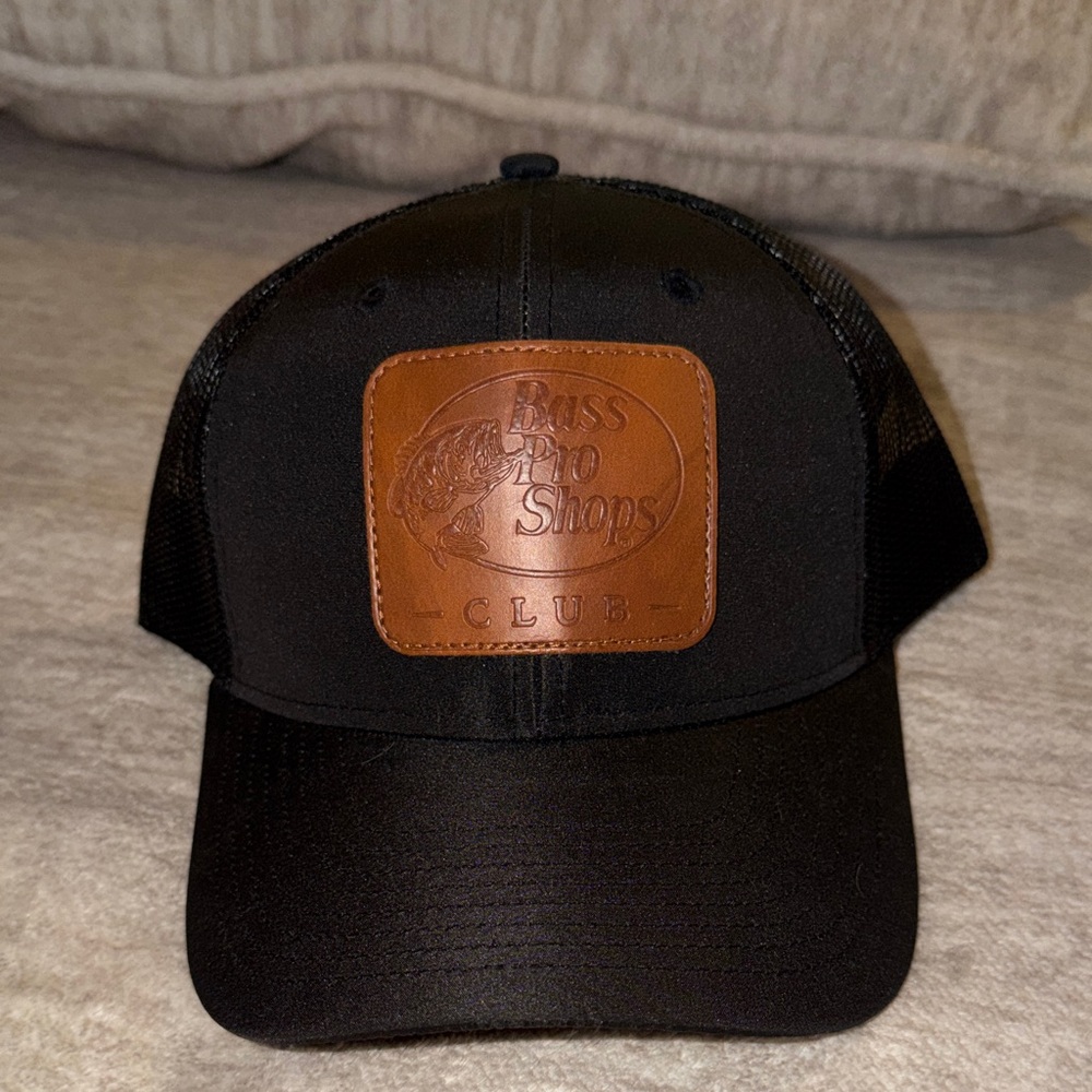 Bass Pro Shops Black Cap with Tan Patch